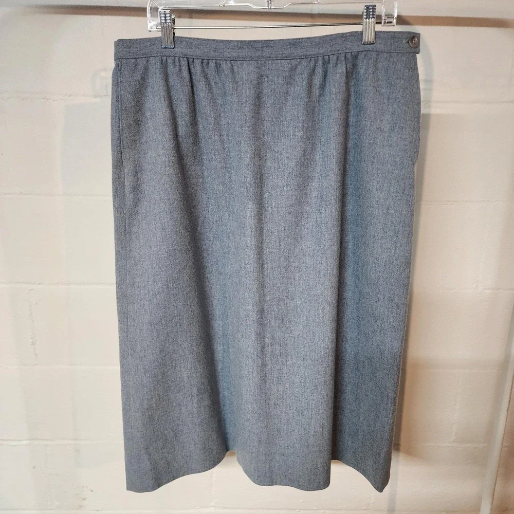 50's‎ Vintage Pendleton Blue Virgin Wool Skirt Midi Elastic Waist Pocket Winter